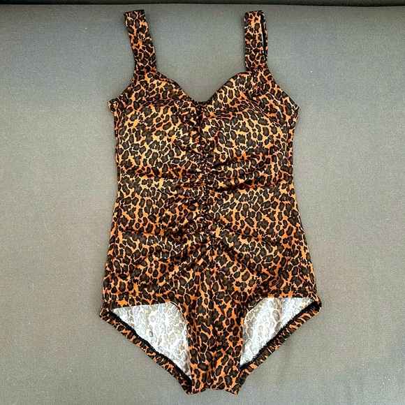 Gabar Vintage Cheetah Print One Piece Swimsuit Size 10 - Picture 1 of 7